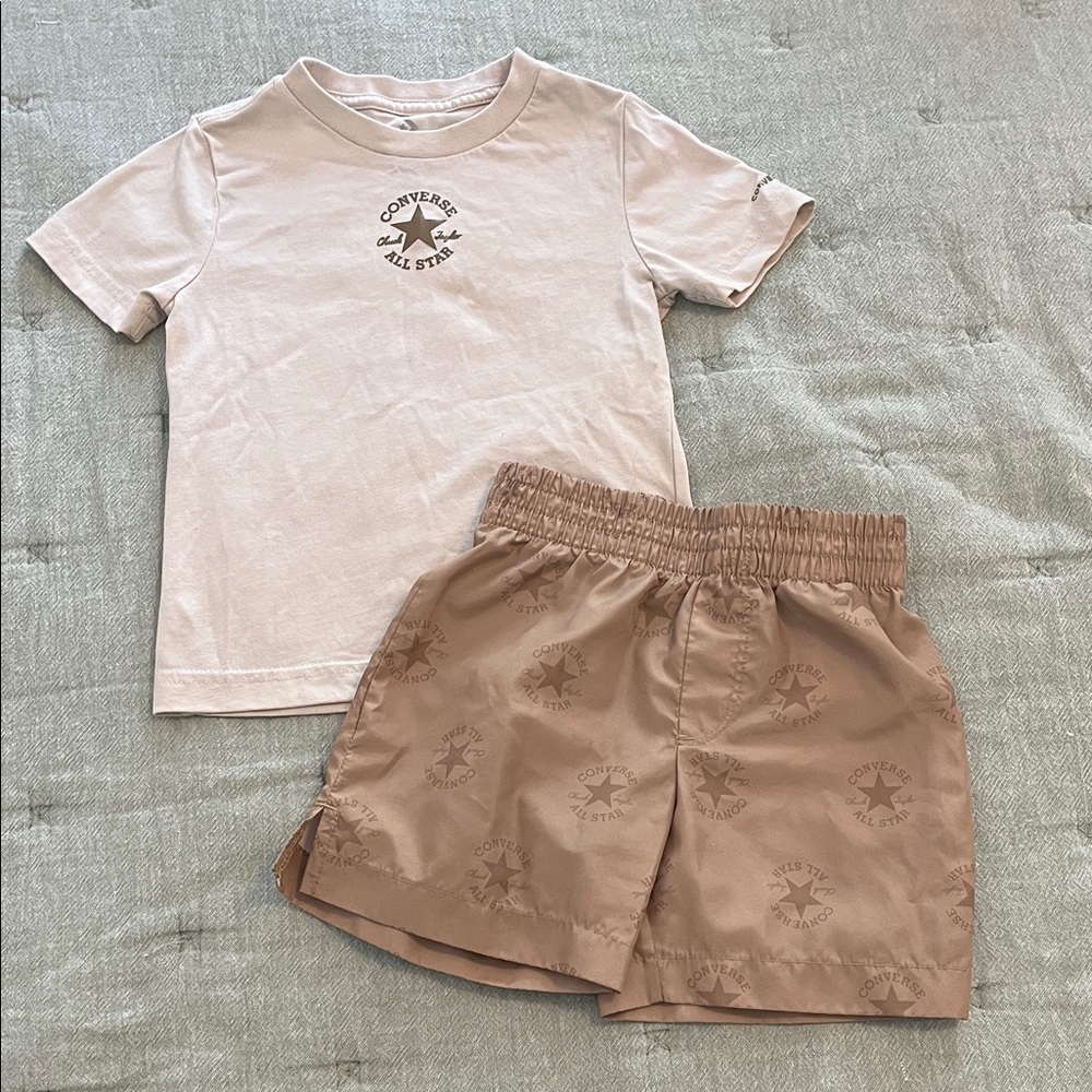 Converse Kids' 3T T-Shirt and Tan Shorts Set